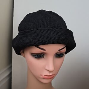 Vintage Chic Black Knit Hat